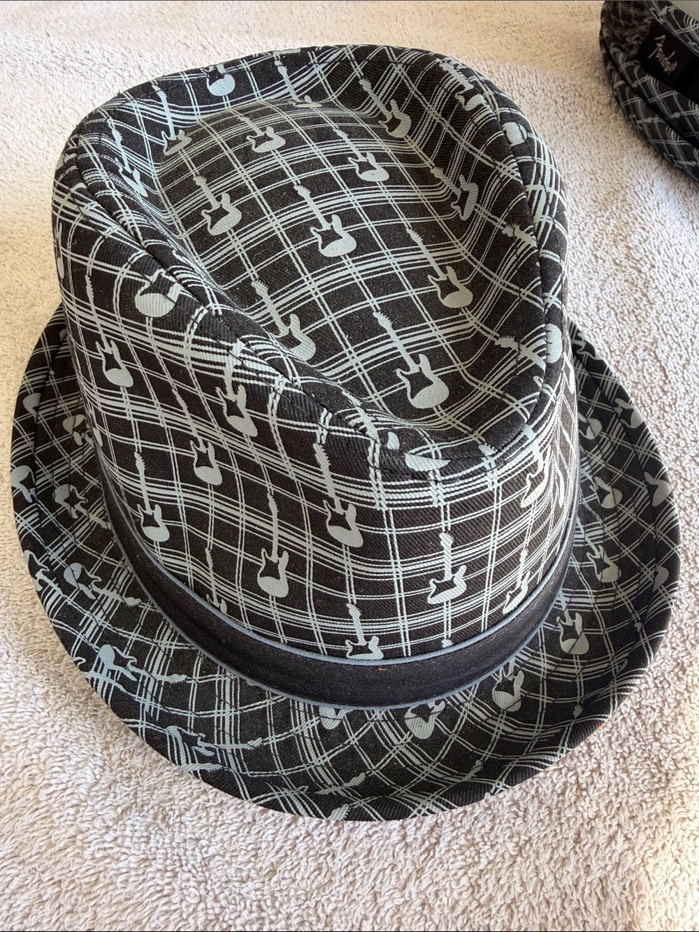 Fender Black and Gray Guitar Pattern Fedora
